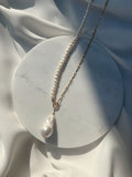 14kgf pearl chain with water drop pearl adjustable necklace