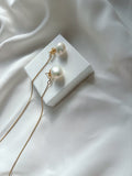 14kgf baroque pearl elegance chain pierce