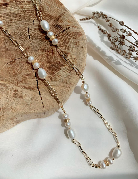 14kgf summer mixed pearl long necklace