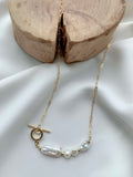 Assorted baroque pearls chain necklace
