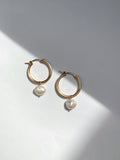 14kgf gold hoop with pearl