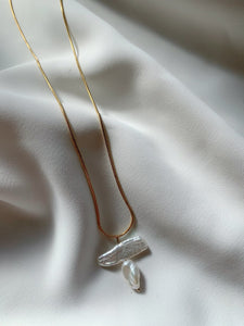 Baroque pearl 14kgf box chain necklace